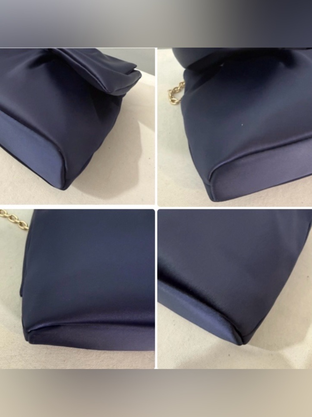 Mark & Graham Navy Satin Bow Crossbody Bag Clutch Purse Convertible - Picture 10 of 16